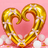 Popxstar  40 inch Large Heart Foil Balloon with Bow, Red Hook Heart Shape For Valentine's Day Wedding Engagement Bachelor's Party Decor