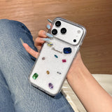 Fashion Luxury Glitter 3D Rhinestone Diamand Clear Phone Case For iPhone 17pro 16 Pro Max 15 13 14 Shockproof Transparent Cover