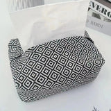 Popxstar Checkerboard Woven Tissue Box PU Leather Napkin Case Living Room Office Desktop Home Decoration Creative Paper Towel Cover