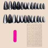 Popxstar  Glossy Cat Eyes Fake Nails Full Cover Almond Black Press on Nail Women Girls DIY Manicure Simple Wearable False Nails Tips 24Pcs