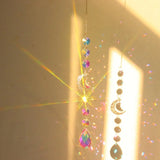 Popxstar Crystal Wind Chime Moon Sun Catcher Diamond Prisms Pendant Gift of Good Luck Outdoor Rainbow Hanging Drop Home Garden Decor