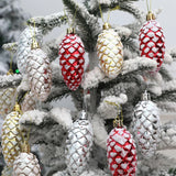 Popxstar 5Pcs Christmas Painted Pine Cone Balls Hanging Pendants Merry Christmas Tree Decoration for Home Xmas Ornament Gift Navidad