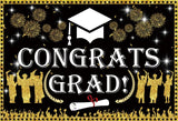 Popxstar Graduation Backdrop Congrats Gold Class of Grad Photocall Decoration Photography Background Photo Banner
