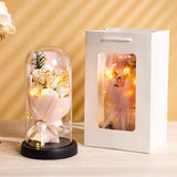 Popxstar  Eternal Rose LED Light Acrylic Cover Flower Valentines Day Gift Wedding Party Decor Artificial Rose Flowers Light Christmas Part