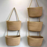 Wall-mounted storage basket storage bag hand knitting Cotton fabric material Nordic style kitchen household Small item storage