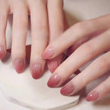 Popxstar Sweet Gradient Pink Fake Nail Tips Ins Simple Nude Color False Nails Round Head Korean Girl Lady Press on nail Wearable 24pcs