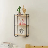 Popxstar  Floating Rectangular Shelf Wall Mounted Metal Framed With Wooden Floor For Wall Storage Display Household Items Home Decoration