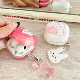 Popxstar  Rose Red Marble Pattern 3D Love Heart Cute Bear Pendant Earphone Accessories Case For Galaxy Buds Pro 2 Live Protection Cover