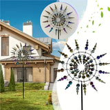 Popxstar  1pc Magical Kinetic Metal Windmill Spinner Unique Wind Powered Catchers Creative Patio Garden Lawn Outdoor Courtyard Decoration