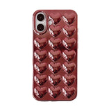 Popxstar  Plating Rose Gold 3D Love Heart Glossy Back Cover Case For iPhone 17 Pro Max Air 15 14 13 12 11 16 Plus Soft TPU Shell