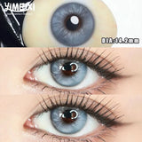 Popxstar 2-Piece Green Contact Lenses Grey Beautiful Pupil Soft Purple Color Lenses Myopia Degree Makeup Lens London Fog Grey