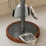 8 Hooks Rotating Spatula Rack Stable Base Movable Kitchen Utensil Stand Anti Slip Space Saving Spatula Storage Rack Countertop