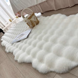 Popxstar Oval Plush Carpet Soft Imitation Rabbit Fur Mat For Children's Bedside Rug Warm Winter Sofa Chair Cushion Living Room Home Decor