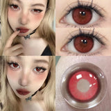 2PCS Color Contact Lenses With diopters Korean Lens Health & beauty Pupil Large Diameter Milk Treasure Bead Free Delivery
