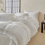 Popxstar  Large Tassel Style Bedding Set High Quality Skin Friendly Fabric Bed Sheet/Fitted Sheet Pillowcases Queen King Size Bed Set 4Pcs
