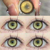 Popxstar 2pcs New Colored Contact Lenses for Eye Anime Eye With Degree Yellow Contacts Lenses Halloween Pupils Makeup Contact Lens