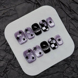 10Pcs Noble Purple Handmade Press on Nails Delicate Short Square Fake Nail Sweet Cool Y2k Diamond False Nails Cat Eye Nails Art