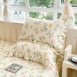 Popxstar  2pcs Flower Prints Ruffles 100% Cotton Pillowcases 48x74cm Sizes Cushion Cover for Bed Floral Style Adults Kids Pillowslip