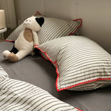 Popxstar  100% Cotton Stripe Bedding set Duvet Cover Set with Pillowcase housse de couette Quilt Cover set King Size