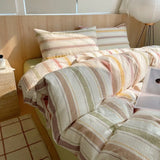 Popxstar  Nordic sling Cotton Pink Stripes Duvet Cover 150x200 Size Girl's Room housse Skin friendly Breathable Comforter Sets
