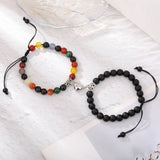 Popxstar Valentines Day Gift Magnet Couple Bracelets for Woman Men Romantic Heart Matching Lovers Natural Stone Beads Yoga Bracelet Valentine Gift Jewelry