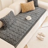 Thicken Honeycomb Flannel Couch Mat Quilting Anti-Slop Sofa Cover, Simplized Design Sofa Seat Pad Multiuse Washable Sofa Towel