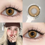 Popxstar  0~-8.00 Degree Color Contact Lenses with Prescription 1 Pair Myopia Brown Lenses Dark Soft Beautiful Pupil Iris Lenses