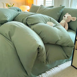 Solid Color Brushed Four Piece Set Home Textile Bedding Three Piece Set Autumn Short Plush Bed Sheets, Duvet Covers, Pillowcases