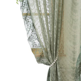 Romantic Lace Sheer Curtain Princess Floral Pattern Semi Sheer Window Curtain with Wavy Edge Rod Pocket Light Filtering Curtain