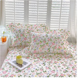 2pcs 48x74CM pastoral style Cotton printed pillowcase Ruffle pillow case garden small floral pillow cover Bedding cushion cases