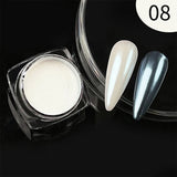 Popxstar Aurora Pearl Nude Pink White Nails Glitter Dust Chrome Moonlight White Rubbing on Powder Shell Mirror Pigment Nail Art Supplies
