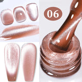 Popxstar 10ml Rainbow Purple Water Light Cat Magnetic Gel Nail Polish Shining Sliver-light Holographics Semi Permanent UV Gel