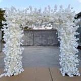 Popxstar White Cherry Blossom Rose Flower Row Runner Wedding Background Arch Deco Floral Arrangement Hanging Flower Row Centerpieces Ball