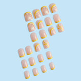 Popxstar 24pcs Lemon Short Wear Tips Nail False Patch Press on Nails Supplies for Professionals Artifical Fake Nails Faux Ongles Uñas