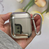 Popxstar  Electroplated Silver Soft TPU Case For AirPods 4 3 Pro 2 1 Mirror Plating Earphone Protective Cover Heart Keychain Accessories