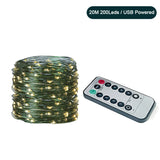 Popxstar shop party pieces 10-20M LED String Lights Fairy Green Wire Outdoor Christmas Light Tree Garland for New Year Street Home Party Wedding Decorion