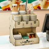 Multi-Cell Disposable Paper Cup Storage Shelf Space Saving Large Capacity Paper Cup Dispenser Durable Cup Straw Storage Rack