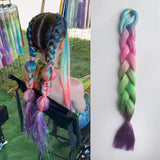 Popxstar Tinsel Jumbo Braiding Hair 4 Tones Ombre Braids Colored Braiding Hair Mix Hair Tinsel  24 inch Festival Rave Hair For Girls Kids