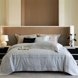 Popxstar  1000TC Egyptian Cotton Brushed Jacquard Embroidery Luxury Solid Color Bedding Set Duvet Cover Flat/Fitted Sheet Pillowcases 4Pcs