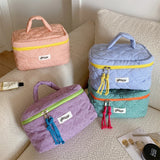 popxstar 3pcs/Set Plaid Cosmetic Bag Set Simple Style Large Capacity Portable Cosmetic Tools Storage Bag for Home Bathroom Toiletry Bag