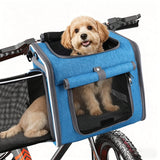 Dog or Cat Bike Basket Expandable Foldable Soft Sided Pet Carrier Backpack with 4 Open Doors, Foldable Dog Cat Bike Carrier