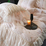 Popxstar  100% Tencel Bedding Set 60s Lace Flat Sheet Set With Pillowcase Queen King Double Size Bare Sleeping Skin-Friendly Bed Linen Set