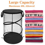 Popxstar Transparent Mesh Folding Laundry Basket Home Portable Storage PopUp Dirty Clothes Basket Folding Dirty Clothes Basket