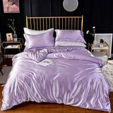 Popxstar High End Queen Duvet Cover Set Silky Soft Cozy King Size Bedding Set Luxury Polyester Satin Smooth Single Double Bedding Sets