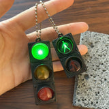 Popxstar 1/2Pcs Simulation Electronic Traffic Light Keychain Pendant Mini Pedestrian Light LED Light-emitting Toy Kids Cognitive Toy Gift