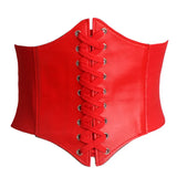 Popxstar New Corset Punk Black Wide Belt Pu Leather Slimming Body Belts for Women Elastic High Waist Belt Female Dress Cummerbunds Gifts