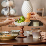 Popxstar  Nordic Dishes Ceramic Tableware Fruit bowl Retro Wooden Tray Snacks Plates for Kitchen Living Room Decorations Table Plate