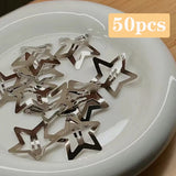 Popxstar 2/50Pcs Y2K Silver Star Hair Clips for Girls Filigree Star Metal Snap Clip Hairpins Barrettes Hair Jewelry Nickle Free Bobby Pin