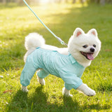 Puppy Summer Jumpsuit Waterproof Dirt Dust Proof Thin Pet Dust Pants for Small Dog Cat Outdoor Blue Bichon Dog Clothing