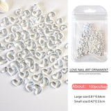 Popxstar 100pcs Clear Crystal Rhinestones Jewelry 3D Love Heart Nail Charm for Nail Art Decoration Clear Resin Valentine's Day Nail Parts